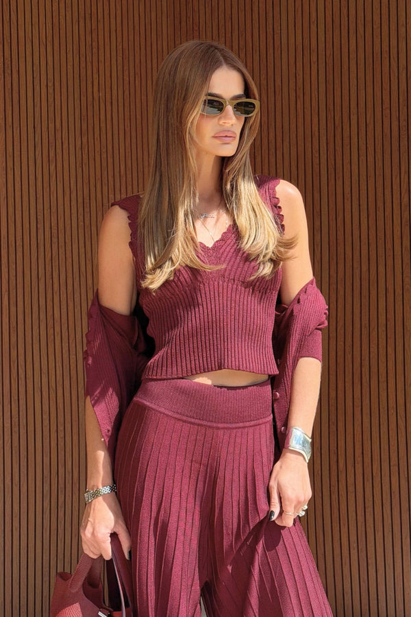 Conjunto Tricot Yara Vinho