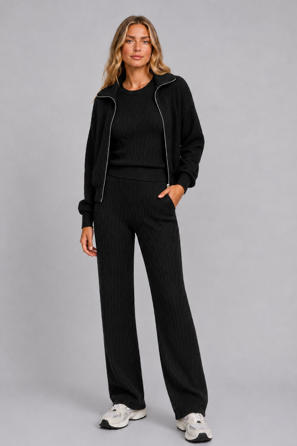 Calça Tricot Flora Flare Preto