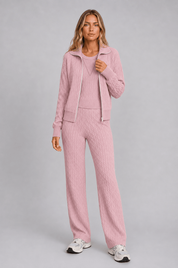 Calça Tricot Flora Flare Rosa Prímula