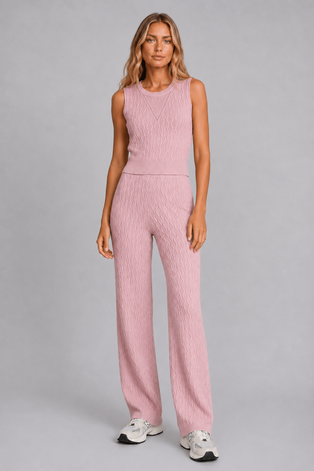 Calça Tricot Flora Flare Rosa Prímula