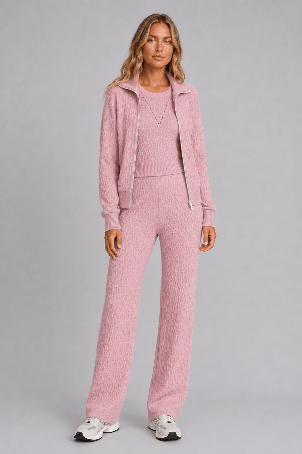 Calça Tricot Flora Flare Rosa Prímula
