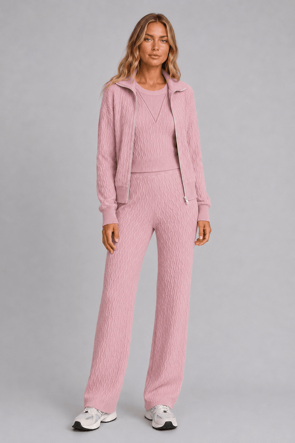 Calça Tricot Flora Flare Rosa Prímula