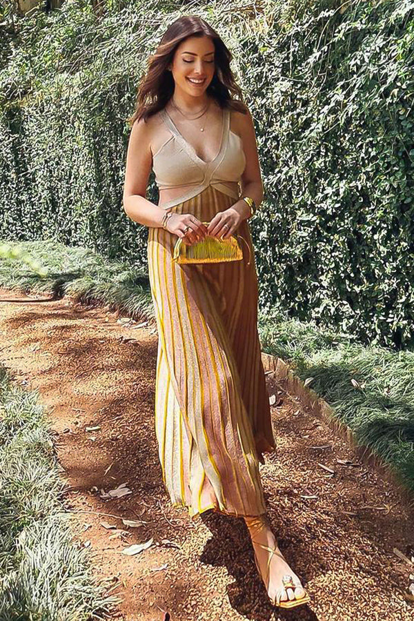 Vestido Tricot Midi Florence Bege Shell