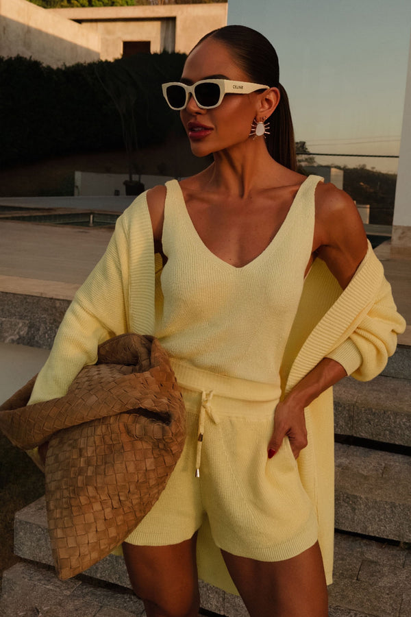 Casaco Tricot Carina Amarelo Manteiga