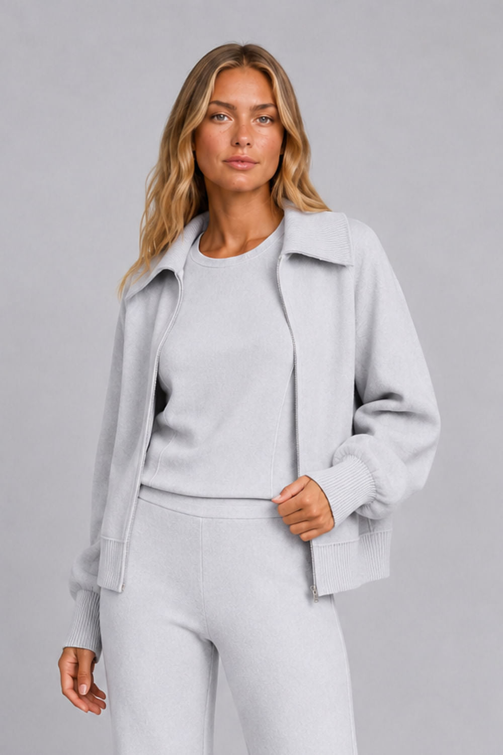 Jaqueta Tricot Cora Azul Nuvem