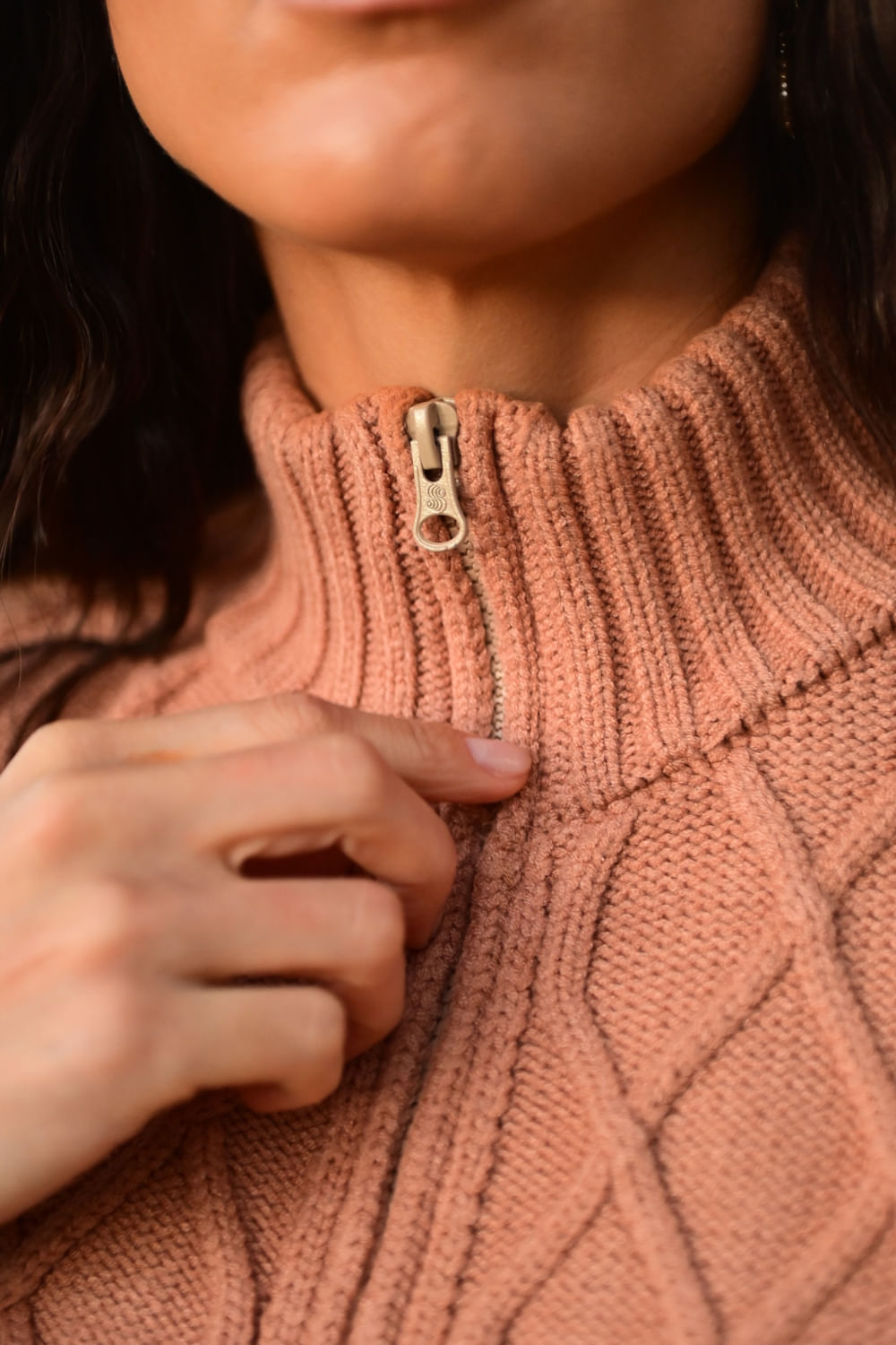 Casaco Tricot Rose Amêndoa