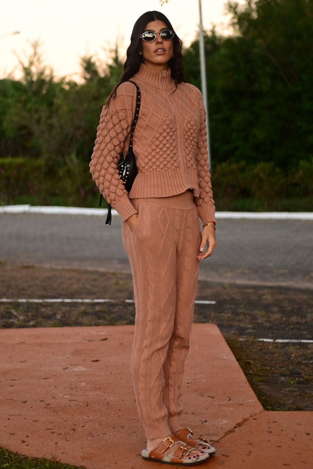 Calça Tricot Rose Amêndoa
