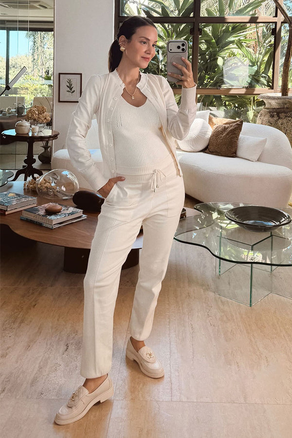 Calça Tricot Bia Jogger Branco Marfim