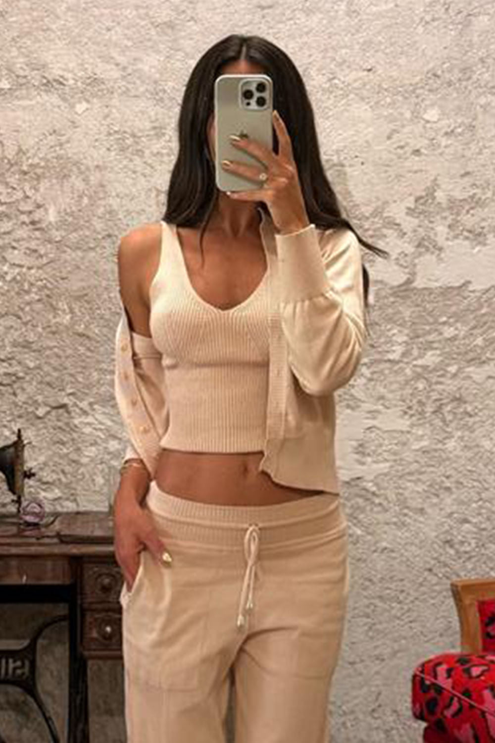 Casaco Tricot Bia Areia