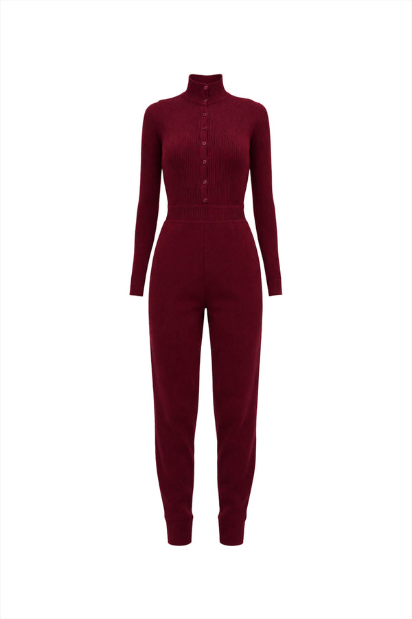 Macacão Tricot Graziela Marsala Dark