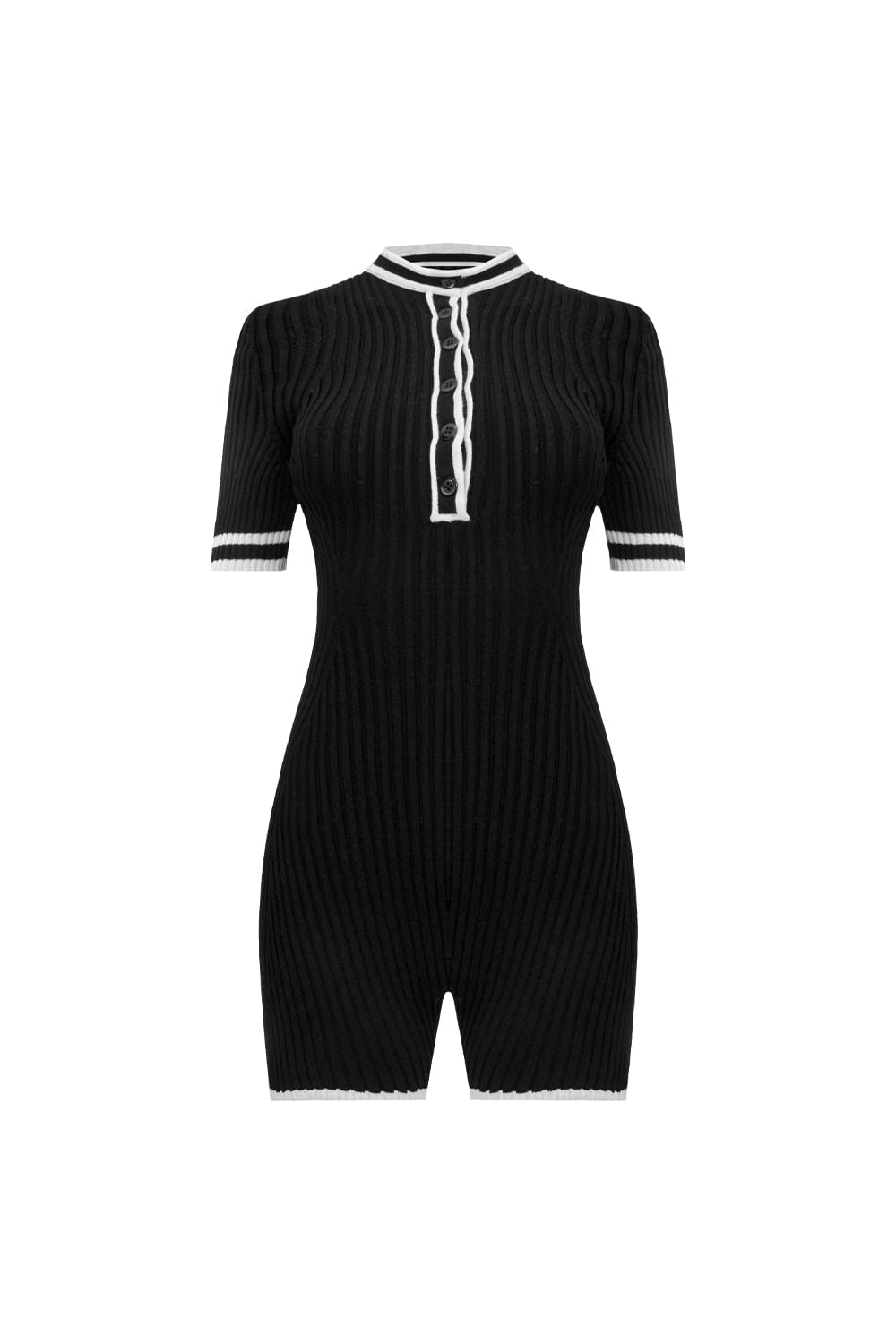 Macaquinho Tricot Ana Preto e Off White
