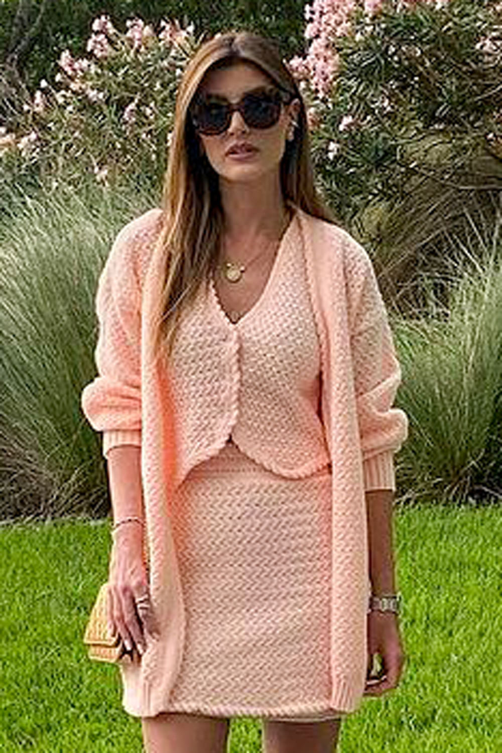 Casaco Tricot Liliane Rosa Quartzo