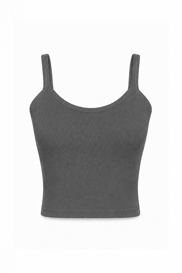 Regata Tricot Isa Cinza Chumbo