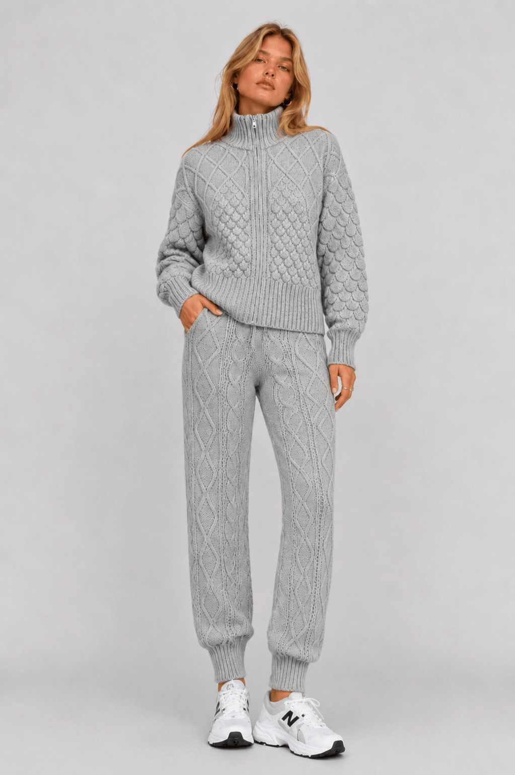 Calça Tricot Rose Cinza Mescla