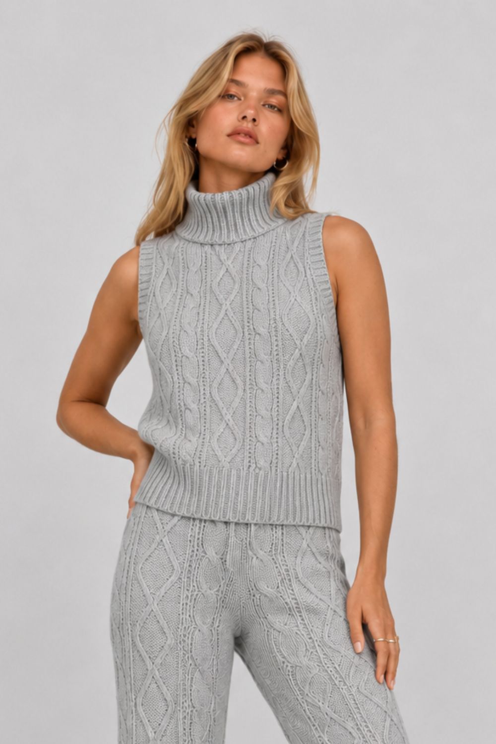 Colete Tricot Rose Cinza Mescla