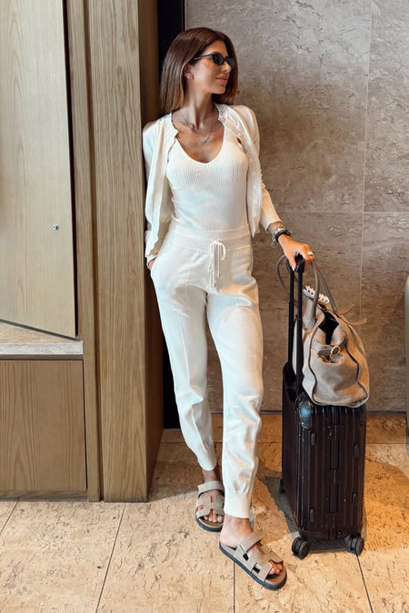Calça Tricot Bia Jogger Branco Marfim