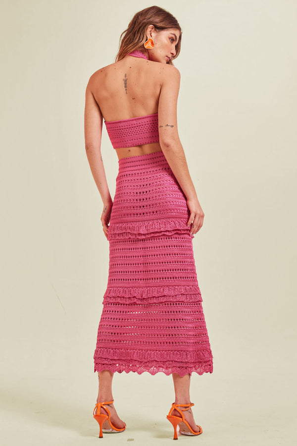 Saia Tricot Midi Leandra Pink