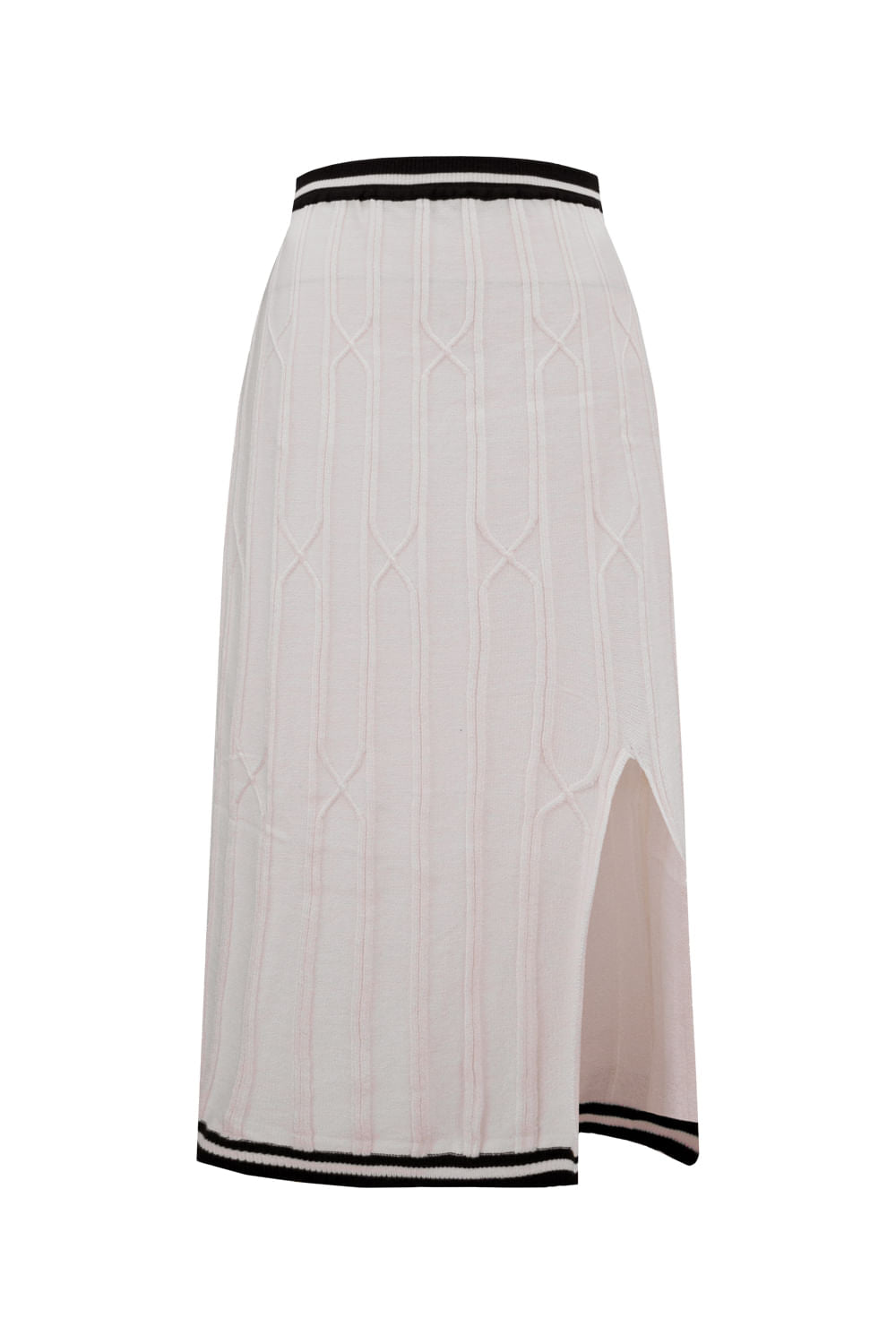 Saia Tricot Midi Alice Off White e Preto