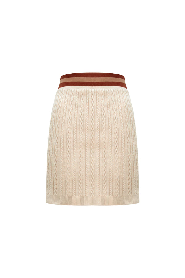 Saia Tricot Curta Celina Bege Creamy