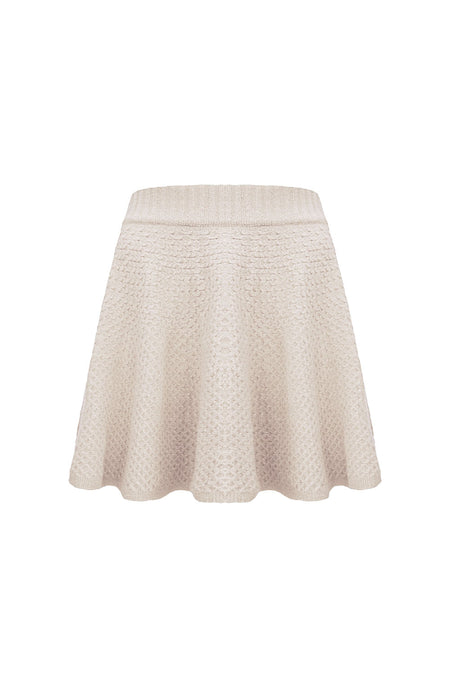 Saia Tricot Curta Cherry Bege