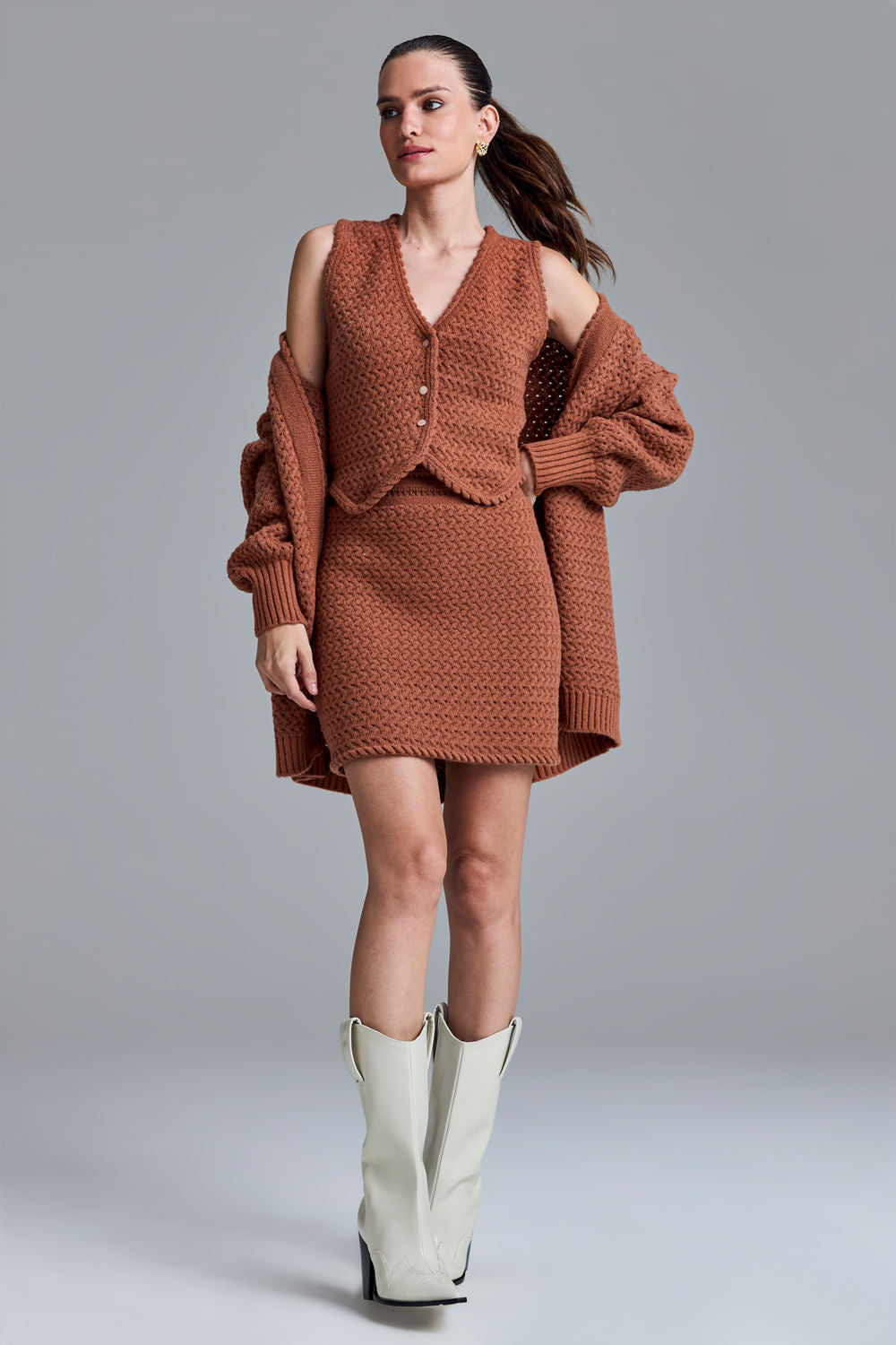 Casaco Tricot Liliane Terracota