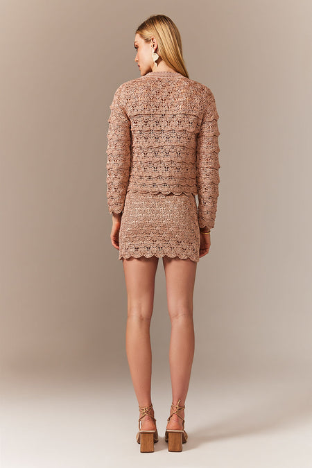 Saia Tricot Curta Mirabelle Bege Champagne