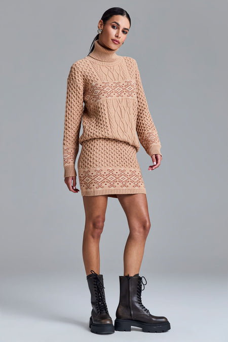 Saia Tricot Curta Monalisa Amêndoa