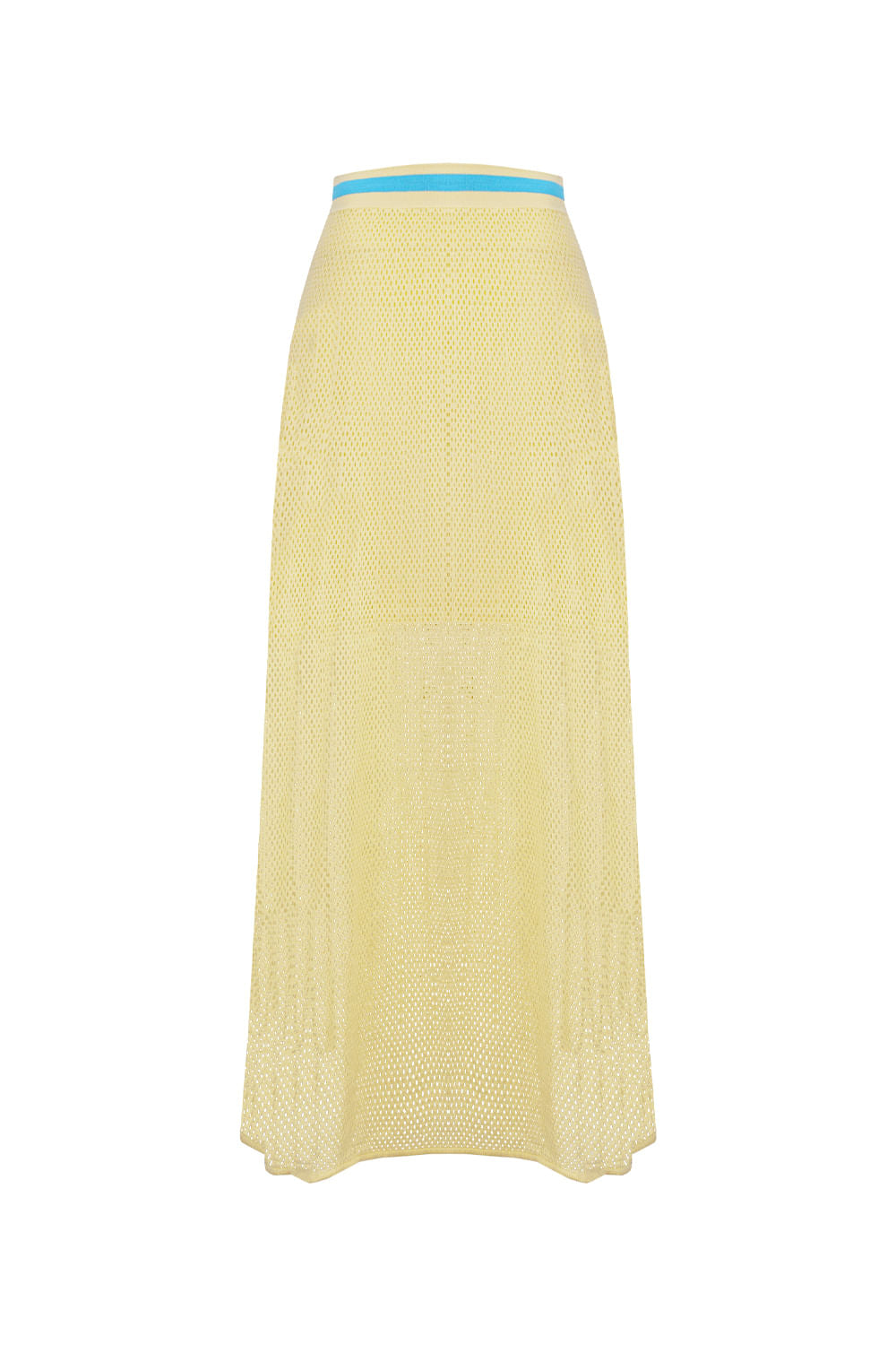 Saia Tricot Midi Eloá Amarelo Manteiga e Azul Mergulho