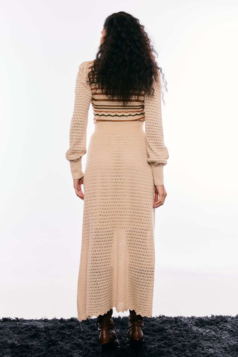 Saia Tricot Midi Helo Bege