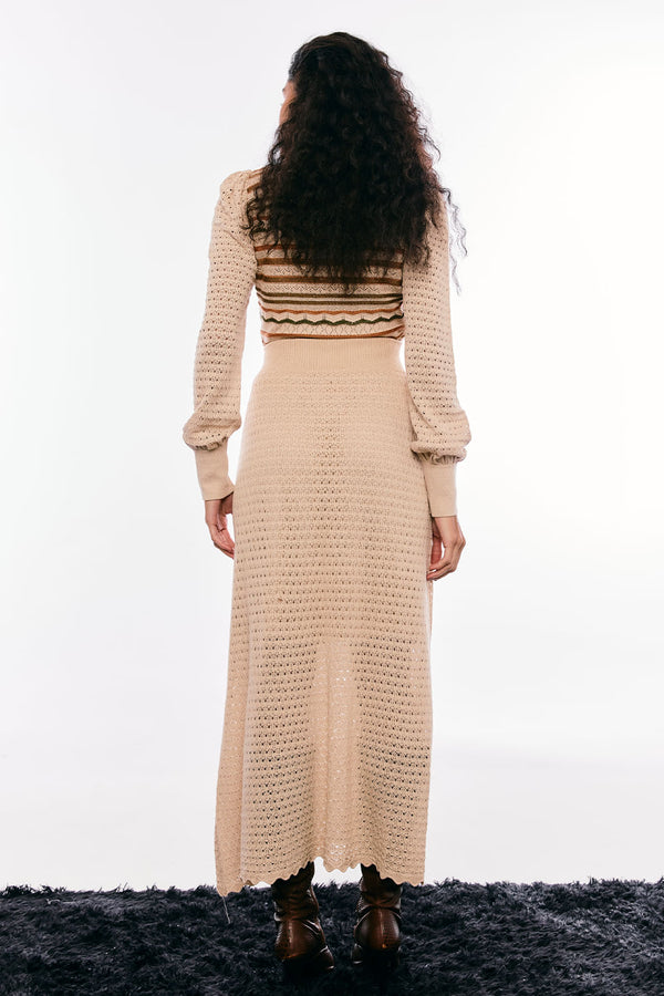 Saia Tricot Midi Helo Bege
