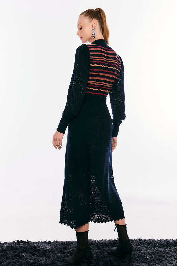 Saia Tricot Midi Helo Marinho
