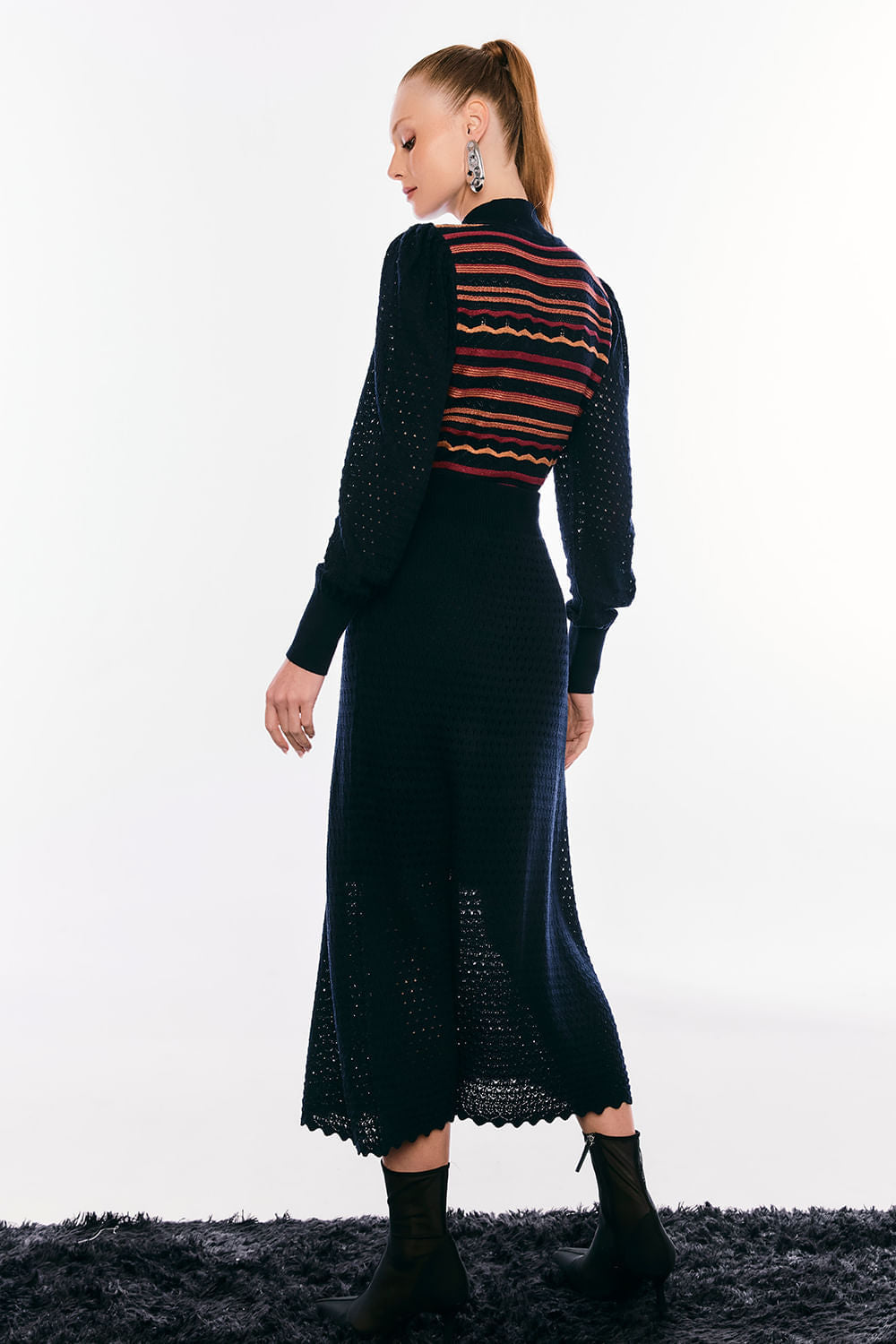 Saia Tricot Midi Helo Marinho