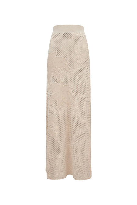 Saia Tricot Longa Tropical Bege Creamy
