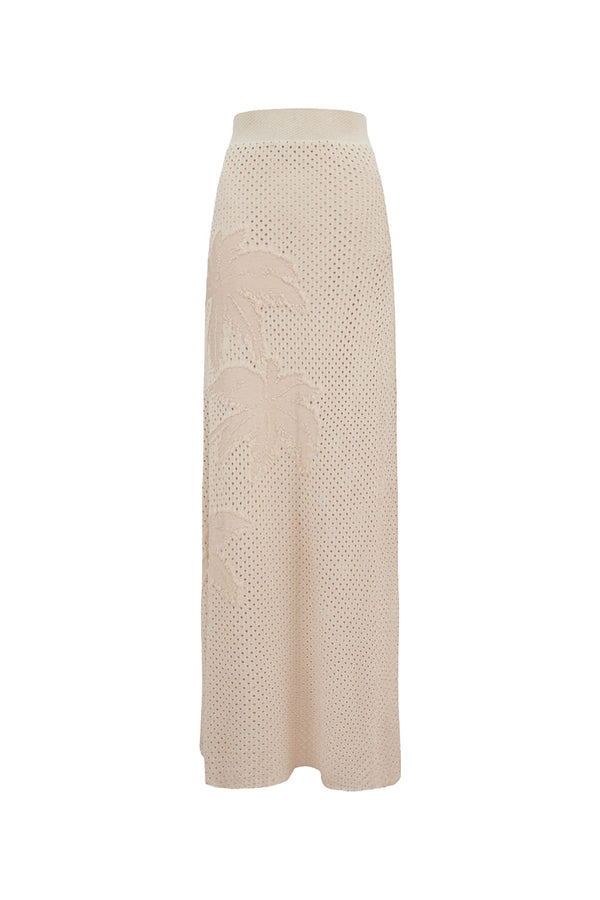 Saia Tricot Longa Tropical Bege Creamy