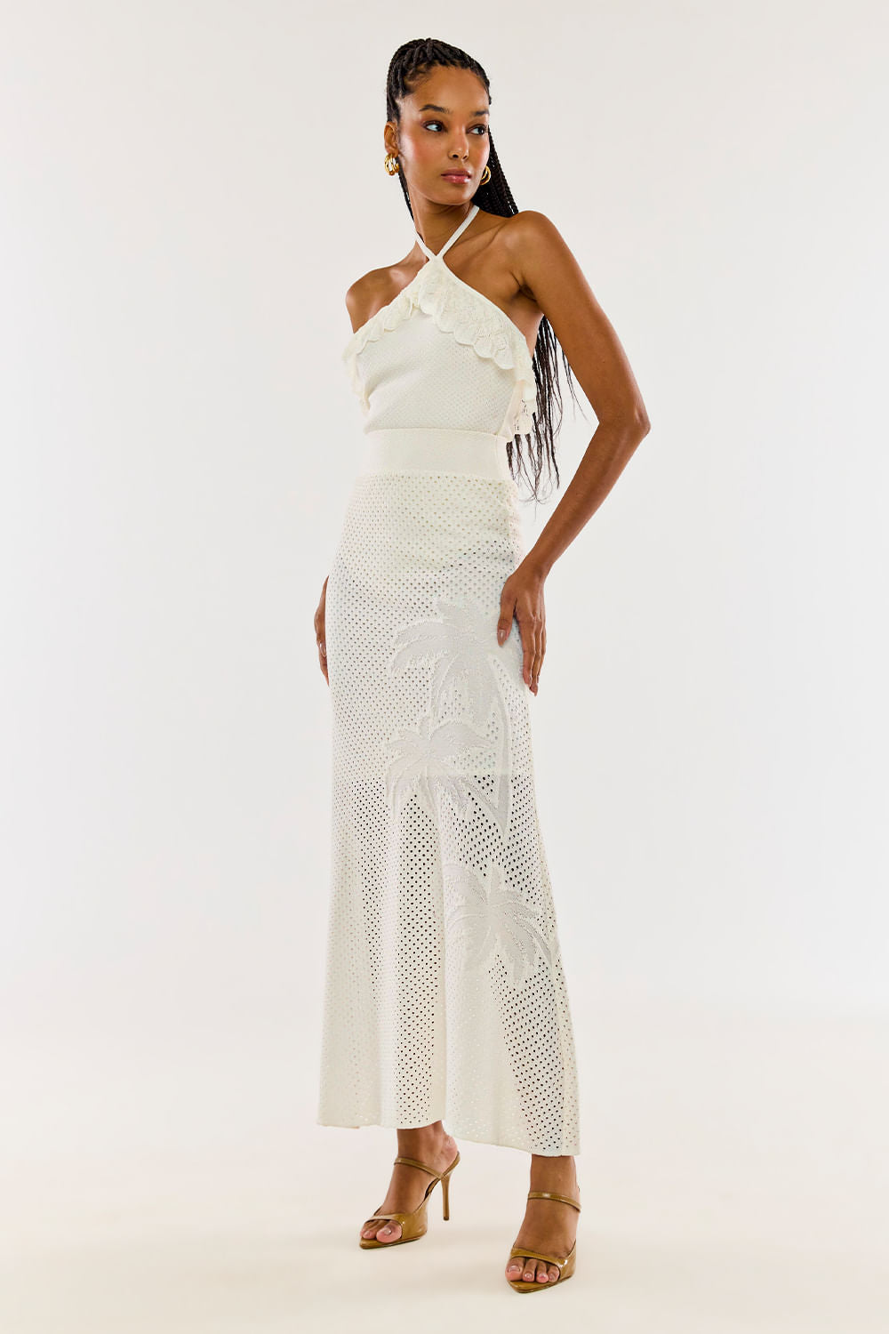 Conjunto Tricot Tropical Off White