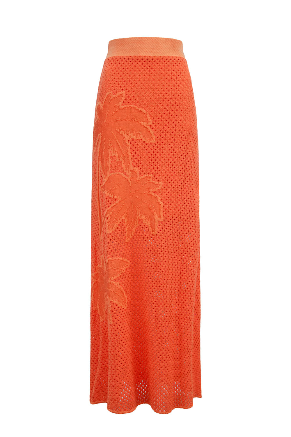 Saia Tricot Longa Tropical Tangerina