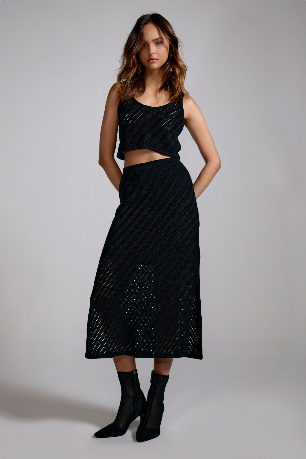 Saia Tricot Midi Martina Preto