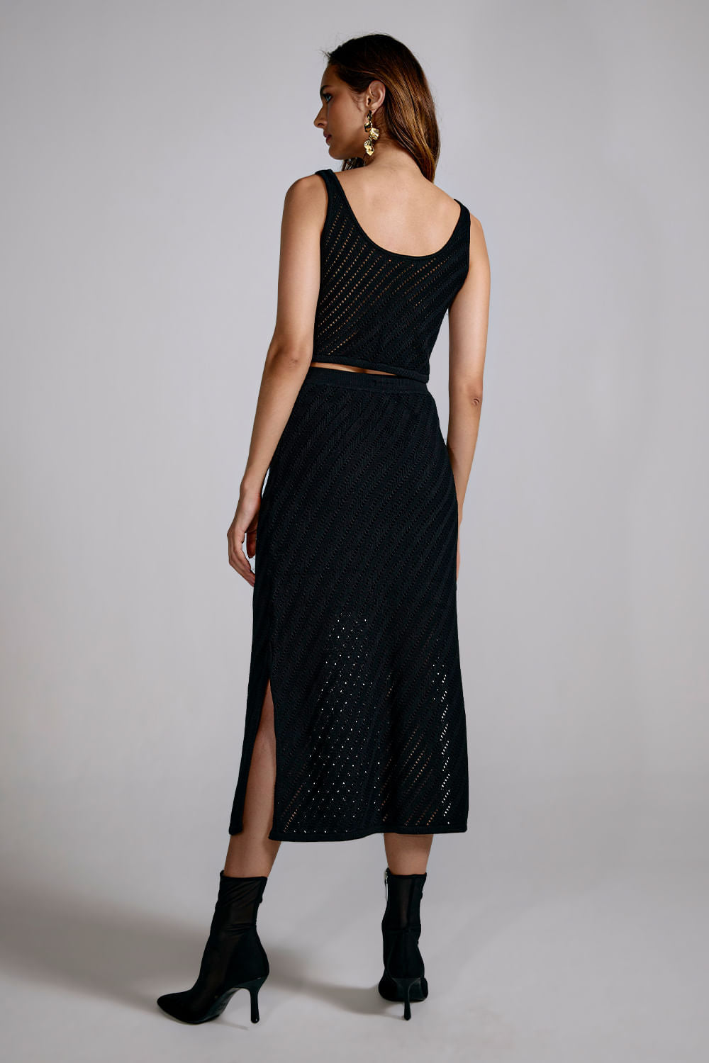 Saia Tricot Midi Martina Preto