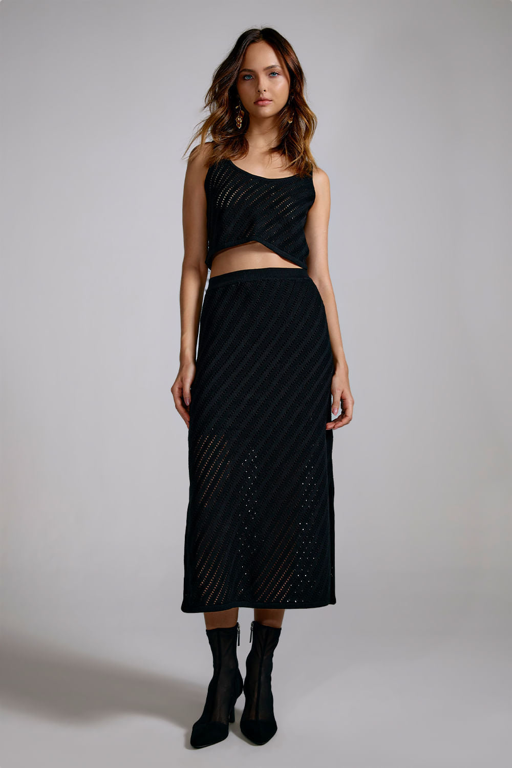 Saia Tricot Midi Martina Preto