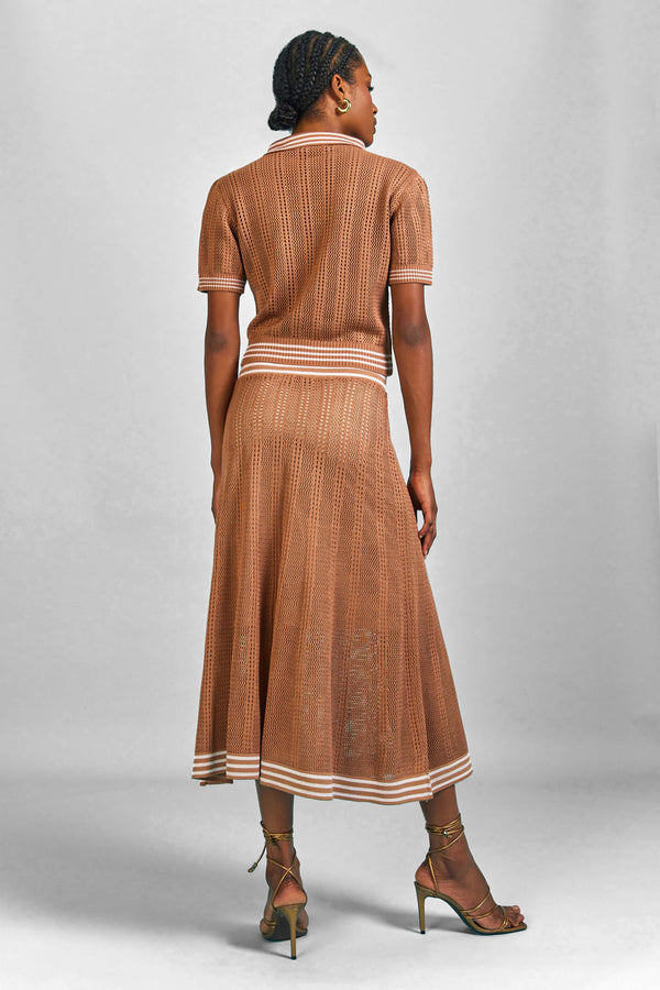 Saia Tricot Midi Alessandra Bege Latte