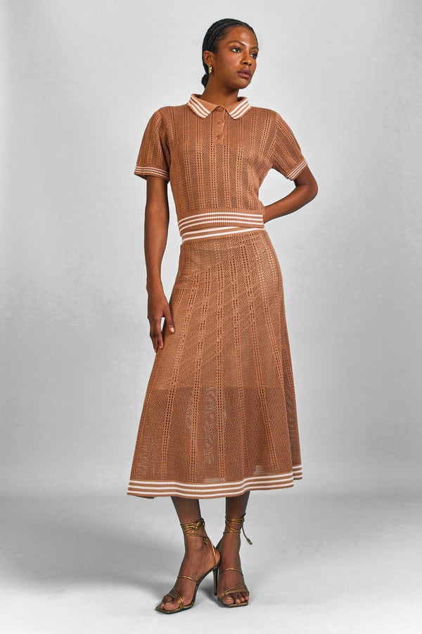 Saia Tricot Midi Alessandra Bege Latte