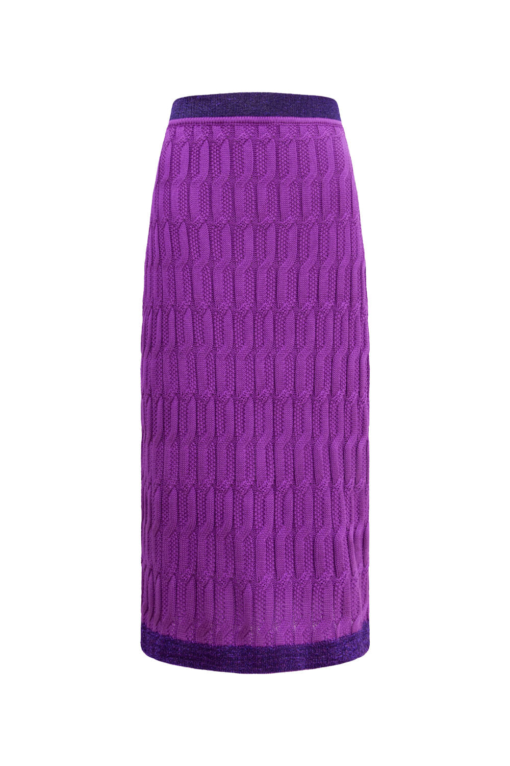 Saia Tricot Midi Blanche Malva Violeta