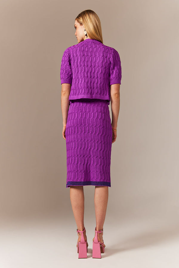 Saia Tricot Midi Blanche Malva Violeta