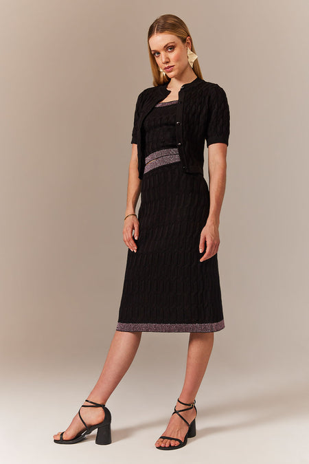 Saia Tricot Midi Blanche Preto