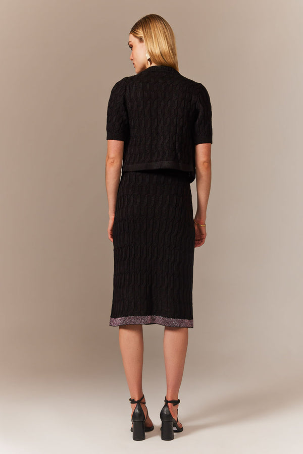 Saia Tricot Midi Blanche Preto
