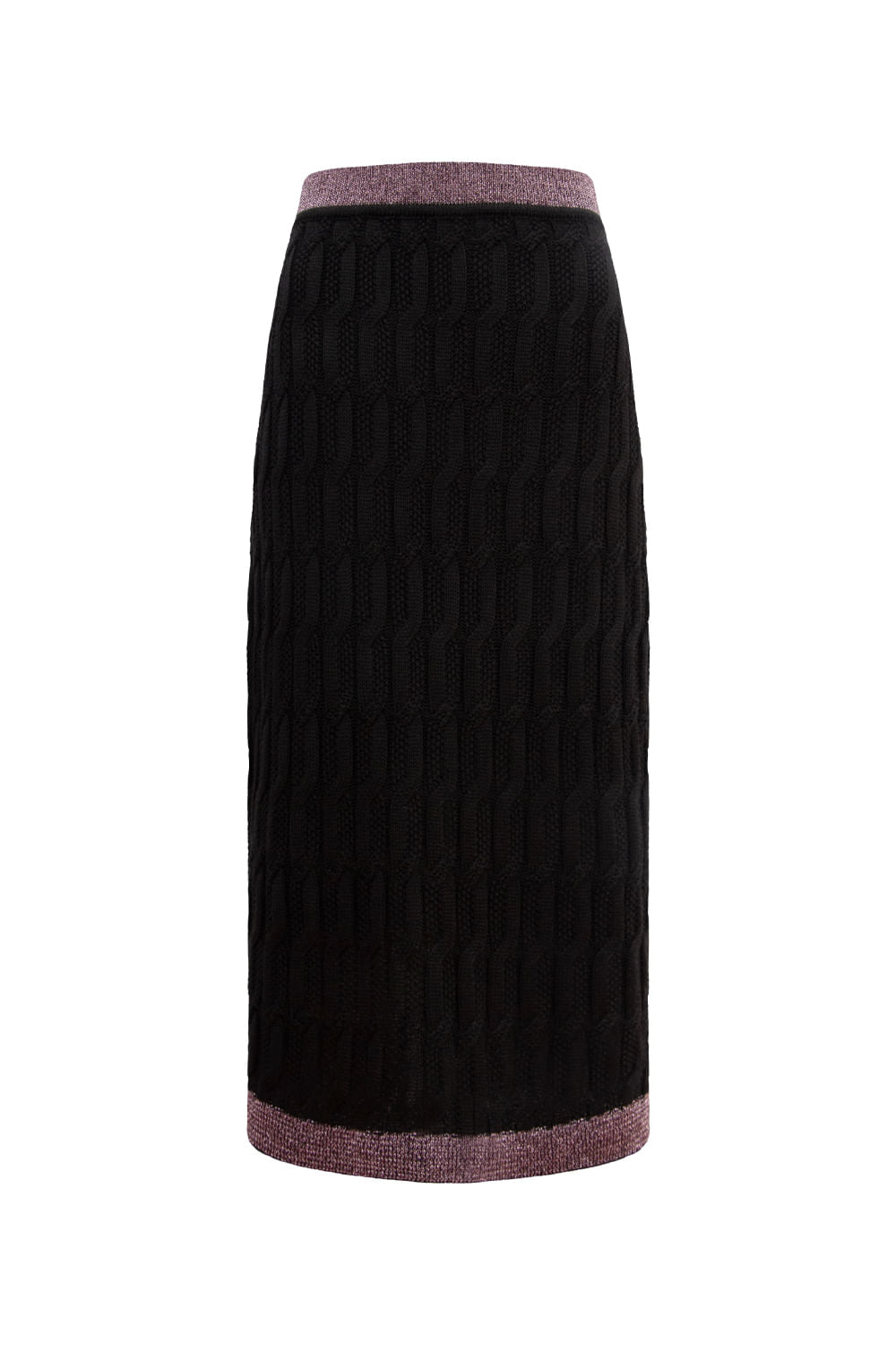 Saia Tricot Midi Blanche Preto