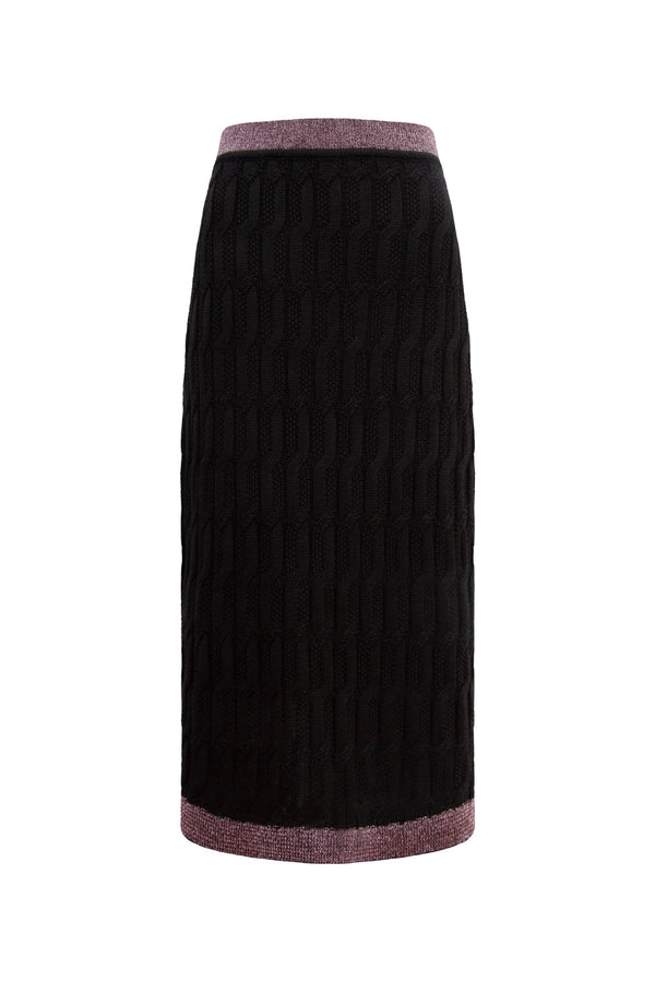 Saia Tricot Midi Blanche Preto