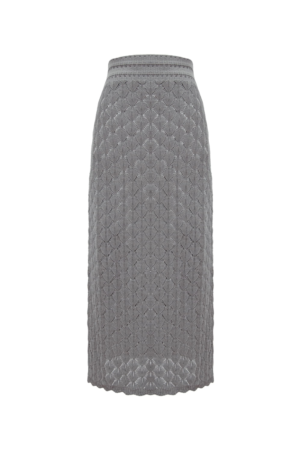 Saia Tricot Midi Debora Cinza Stone