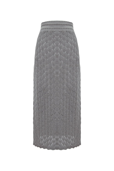 Saia Tricot Midi Debora Cinza Stone