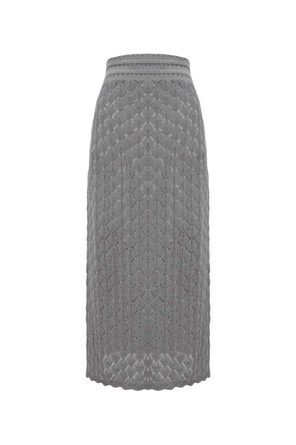 Saia Tricot Midi Debora Cinza Stone